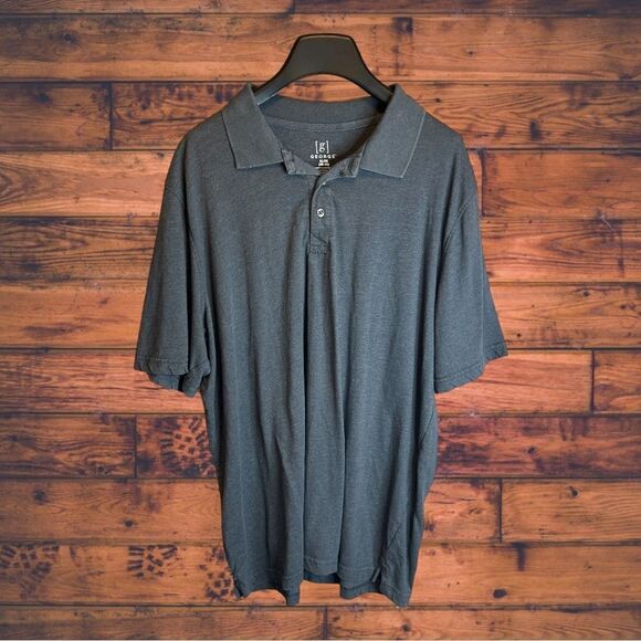 5 for $25🔥XL (46-48) George Grey Collared Polo Dress Shirt - Picture 1 of 4